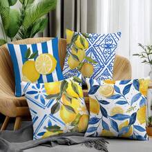 4 vỏ gối chủ đề chanh xanh mùa hè, chất liệu nhung đào in một mặt, kích thước 45*45/40*40/50*50CM cho ghế sofa vải hiện đại trang trí trong nhà, trang trí tiệc tùng, quà tặng - Nhiều màu - Xem 7