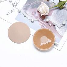 sujetador pegajoso    Nudo  Contraste Piel Sintética    Silicona    Pack de dos unidades   Parches para pechos para mujeres con efecto de agrupamiento   Sostén invisible para mujeres - Albaricoque - Ver 1