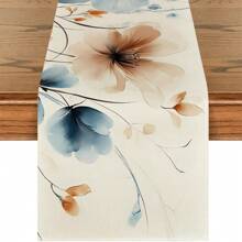 Chinese Ink Poppy Table Runner - Washable Reusable Polyester Decor For Dining Table, Coffee Bar, Zen Decor - Multi-Scenario Design With Artistic Floral Patterns