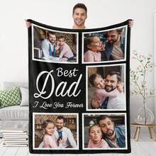 1pc Personalized Dad Gifts For Father's Day, Custom Photo Blanket For Dad, Unique Birthday Gift For Husband, Men - trắng - Xem 2