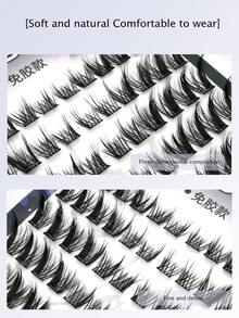 96 sợi/hộp lông mi giả không keo, lông mi giả hình mắt cáo, thân thiện với da, có thể tái sử dụng, tự dính, độ cong chữ C 0.07mm, thích hợp cho các bữa tiệc. - C - Xem 7