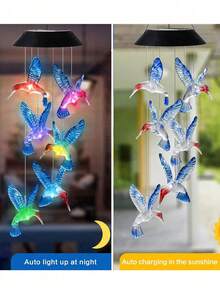 7 Style Outdoor Waterproof Solar Wind Chime Lamp, Portable Color-Changing LED Wind Chime Suitable For Home Decor Outdoor Garden Patio Porch Window Lawn Deck Terrace Tree Fence Porch Balcony Family Dinner Birthday Party Wedding Decor Atmosphere Light - Multicolor - View 9