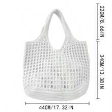 Women's Hollow Knit Shopping Tote Bag, Crochet Handbag, Large Capacity Portable Storage Bag, Suitable For Travel, Outdoor, School Use, Beach Vacation Or Easy Carry, Mother's Day Gift