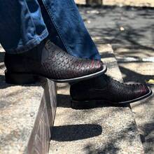 Botas chelsea vaqueras para hombre en piel color negro-rojo y cafe con Grabado pitón, estilo western moderno, elegantes y cómodas para toda ocasión Botines De cuero Botin - Negro - Ver 8