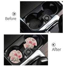 2 pièces de dessous de verre à motif floral pour voiture, tapis de coupe de voiture élégant et durable, séchage rapide et antidérapant