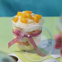 10pcs/20pcs/30pcs 250ml/360ml/500ml Round Mousse Cups With Lids, Dessert And Party Food Containers, Covered Food Containers Suitable For Desserts, Cakes, Fruits, Living Room, Kitchen And Office, Wedding, Party, Birthday, Holiday And Party Supplies