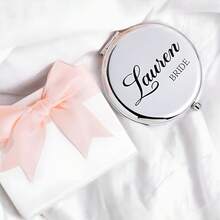 Custom Engraved Compact Mirror | Personalized Bridesmaid Gift | Elegant Wedding Party | Monogrammed Makeup Mirror | Bridal Shower Present |Custom Compact Mirror For Bride| Personalized Gifts Mirror| Engraved Compact Mirror Gold| Personalized Mirror Compact - Multicolor - View 6