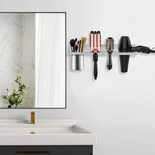 1 pieza Soporte de pared de madera para secador de pelo - Soporte para secador de pelo para baño, organizador de herramientas de peinado, organizador de herramientas de peinado rústico para plancha, rizador, alisador de cabello, cepillos