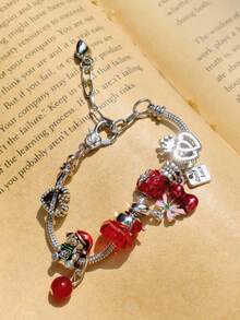 1 件红樱桃串饰手链、可爱草莓 DIY 手链、Y2K 复古心形手链、可爱泰迪熊串饰手链 - 銀色 - 查看 9