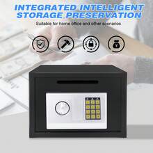Vandise Caja fuerte digital de acero, seguridad electrónica para oficina, hogar, dinero en efectivo, caja fuerte digital grande, 2 compartimentos con 2 llaves de anulación, teclado numérico y 4 pernos de instalación, 16 L (35 x 25 x 25 cm) - Negro - Ver 3