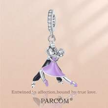 PARCOM 1 Pc Silver-Plated Dancing & Mix-Match Series Beaded Pendant, Fashionable Multifunctional DIY Bracelet & Necklace Jewelry Accessory, Suitable For Daily Wear And Gift-Giving, Can Be A Perfect Jewelry Bracelet Ornament, Birthday And Holiday Gift