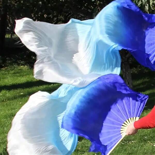 1pc Women's Belly Dance Fan, Elegant Ombre Silk-Like Dancing Fan, Dance Performance Prop, For Dance Training And Stage Performance