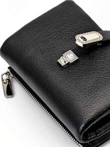 MINGYOU Women Short Super Soft PU Large Capacity Wallet, Multi-Function Multi-Layer Wallet, Exquisite Magnetic Snap Closure, Multi-Card Slots Handbag, Zipper Coin Purse Card Holder, Soft & Lightweight Convenient Handbag For Party, Date, Holiday Gift - Black - View 2