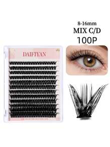 Extensiones de pestañas naturales clásicas con bandas suaves en estilo ruso, 100 piezas, longitud de 8-18 mm, herramienta de belleza fácil de colocar, apariencia esponjosa