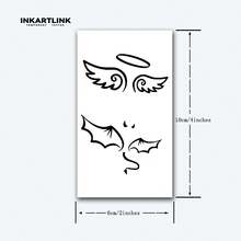 1pc INKARTLINK Angelic Wings Couple Temporary Tattoo | Botanical Formula Semi-Permanent | Realistic 15-Day Lasting | Waterproof 1-2 Weeks | Niche Fake Tattoo | Goth Style Sticker - Black - View 5