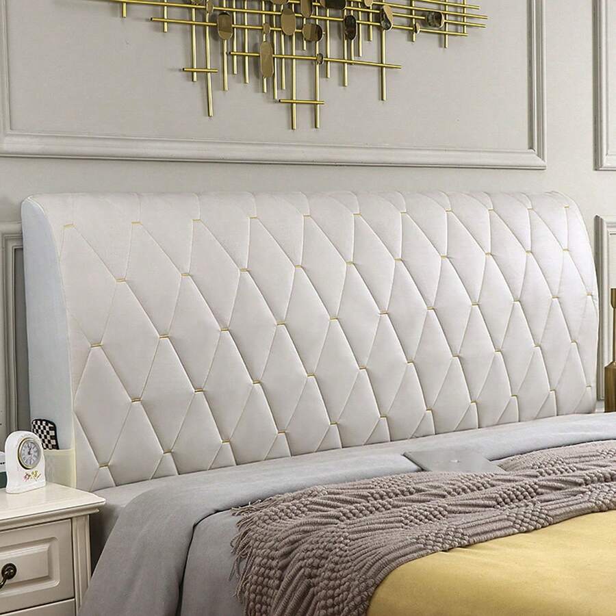 Luxury Thick Headboard Cover Soft Bed Head Back Decor Protector Slipcover 150CM - Beige - View 1