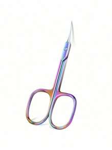 Forbici per cuticole in acciaio inossidabile con punta curva di precisione - Confezione da 1 paio di forbici per unghie ambidestre, inodori, con impugnatura antiscivolo per manicure e pedicure, forbici per cuticole in stile russo per pre-trattamento, forbici per unghie a punta, forbici da bellezza con lama a quattro lati, ideali per vacanze, spiaggia, set da viaggio, forniture per unghie, strumenti per unghie, strumenti per arte di unghie, rientro a scuola, unghie, strumenti per unghie finte