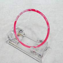 6pcs Random Color Plastic Bangle, 0.5cm Thin Dual-Colored Marble Pattern Acrylic Bracelet