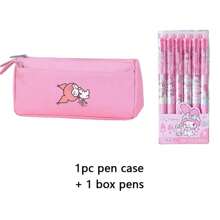 Sanrio Sanrio 6pcs/12pcs Hello Kitty & Kuromi & Melody & Cinnamoroll & Pochacco Erasable/Not Erasable Gel Cute Pens With Cute Moyi Design, The Erasable Pen Is Blue Ink, And The Non-Erasable Pen Is Black Ink,Retractable,Officesupplies,0.5mm Erasable Gel Pens, Good At Writing Quick-Drying, Press The Pen Neutral Pen