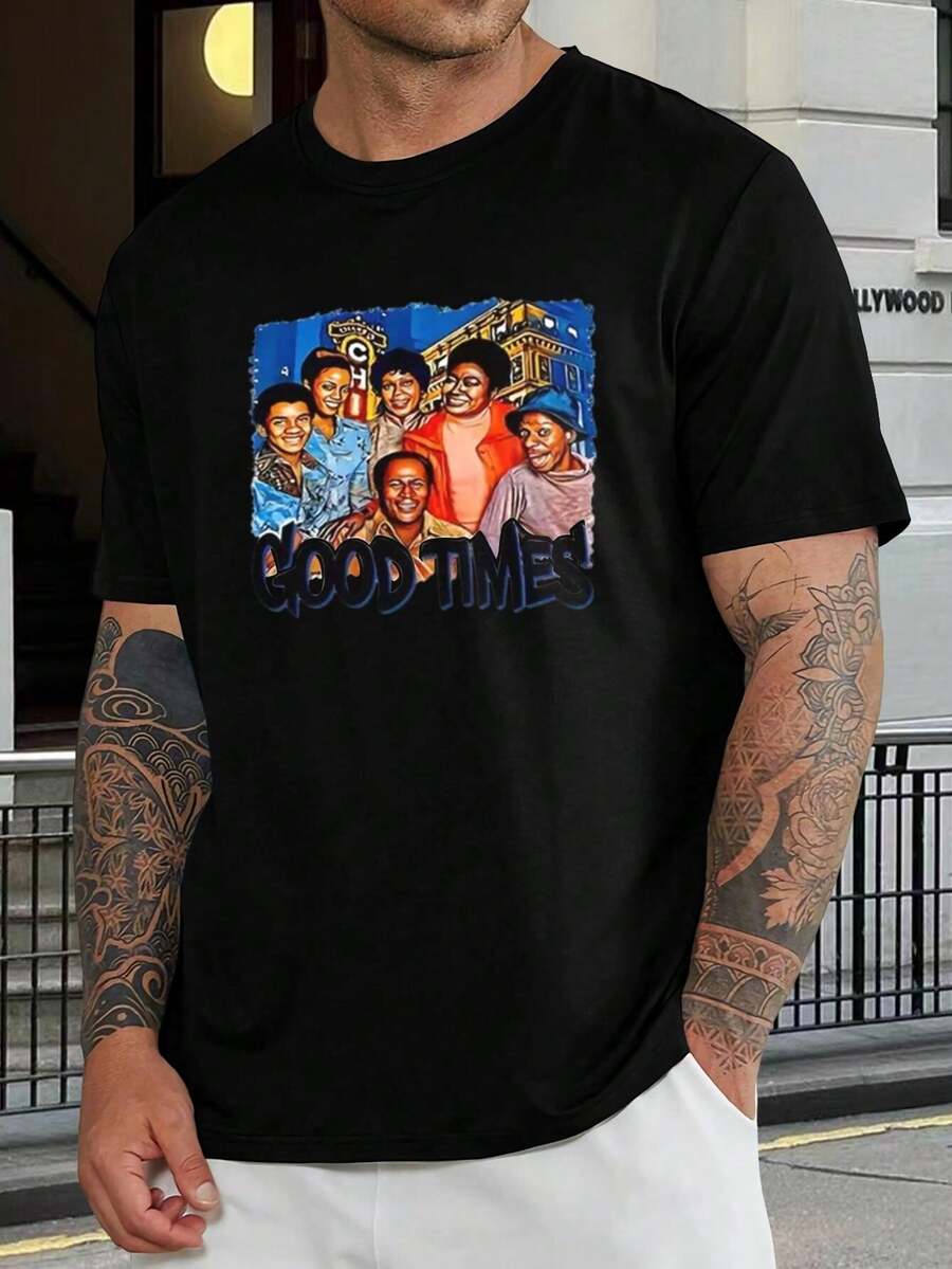 Camisetas a juego para parejas Good Times | Camisetas retro de comedia de situación de los 70 | Camisetas familiares | Camisetas gráficas vintage Good Times | Tallas para jóvenes y adultos | Regalo para fans - Negro - Ver 1