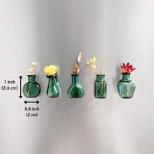 5pcs Mini Glass Vase Fridge Magnets,Mini Vase Ornaments, Home Decoration Pendants, Refrigerator Magnets, Vintage Style Flower And Cat Whisker Holder – Table Decorations Unique Gift For Her, Birthday Graduation,Housewarming, Pet Lover (Not Included Plant)