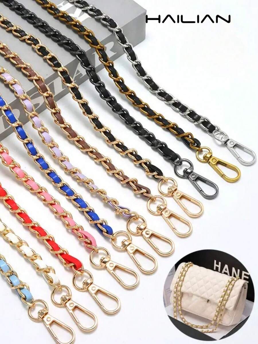 HAILIAN DIY 黑色 PU 皮革钱包手柄 11 毫米替换金属单肩斜挎包链条带