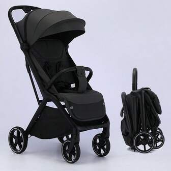 Lightweight Baby Stroller, Foldable Stroller Infant, Widened Sunshade With Zipper, One-Touch Collection, Adjustable Backrest, Breathable Mesh, Easy To Carry, Suitable For Travel,Black