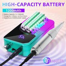 45000RPM 充电式电动美甲钻机带 USB 接口指甲油去除钻套装美甲打磨机低噪音 - 查看 4