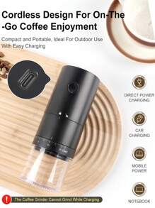 RAF Portable Electric Coffee Grinder - USB Charged 1500mAh, 38-Step Adjustment, Holds Up To 25g (4.06oz) For Espresso/Drip/Cold Brew, With 18650 Lithium Battery, Minimalist Black And White Design, Modern Kitchen Gadget | Rechargeable Coffee Grinder, Espresso Coffee Grinder**