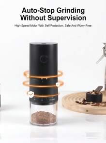 RAF Portable Electric Coffee Grinder - USB Charged 1500mAh, 38-Step Adjustment, Holds Up To 25g (4.06oz) For Espresso/Drip/Cold Brew, With 18650 Lithium Battery, Minimalist Black And White Design, Modern Kitchen Gadget | Rechargeable Coffee Grinder, Espresso Coffee Grinder**
