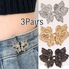 1/2/3/4对多色可调节蝴蝶腰带扣,可拆卸无缝,可改变牛仔裤腰围尺寸,无需缝制腰带扣腰部配饰,母亲节 - 彩色 - 查看 17