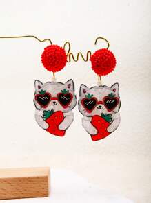 Pink Snail Lustige süße Aussage handgemachte Samen Perle Ohrstecker, Cartoon Kawaii Ohrringe, Mode Schmuck, Regenschirm Katze Tierfreund Acryl Harz Tropfen Ohrringe für Frauen/Mädchen, Sommer/Winter Urlaub, Feiertag, Strandparty, Geschenk für sie, Paare, Ostergeschenk