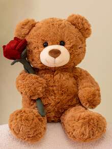 1PC Cute Rose Bear Plush Doll, Valentine's Day, Mother's Day, Christmas Gift, Girl's Birthday Bear Gift