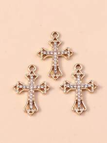 10pcs Gothic Style Crystal Hollow Cross Earring Pendant Keychain Necklace DIY Accessory Supplies - Multicolor - View 8