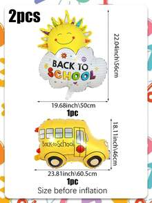 1 件/2 件开学气球套装，包含云朵和巴士主题气球，适用于开学第一天教室装饰、欢迎返校派对、生日派对、拍照道具、室内和室外装饰