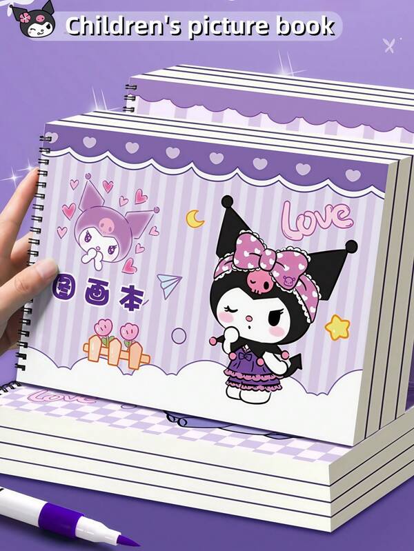 Sanrio 1 pezzo/4 pezzi Album da disegno per bambini Sanrio, quaderno da disegno A4 spesso, taccuino, per Kuromi, Pompompurin, asilo, scuola primaria, ragazzi, ragazze, regalo perfetto per artisti, torna a scuola