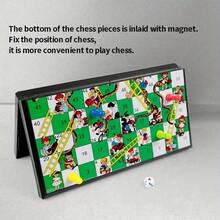 1个磁性蛇梯棋，可折叠桌面游戏，PP材质，适合派对、聚会、露营、母亲节、父亲节、毕业季等场合，可作为国际象棋、跳棋和西洋双陆棋旅行游戏，便携式户外迷你棋盘游戏，适合朋友互动的桌面游戏 - 彩色 - 查看 6