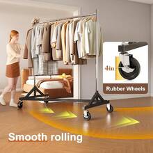 Commercial Z Base Garment Rack Hold 181kg Heavy Duty Clothing Rack Adjustable Rolling Clothes Rack For Hanging Clothes Racks On Wheels Portable Z Rack, Chrome Finish - 61x 160 X 180cm - View 2