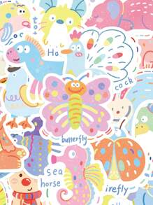 50pcs Colourful Graffiti Small Animal Stickers Laptop Handbook Mobile Phone Case Decoration Stickers