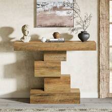 LITTLE TREE 42.5-Inch Modern Console Table, Narrow Wood Entryway Table Accent Table For Living Room, Hallway, Entrance - 淺棕色 - 查看 4