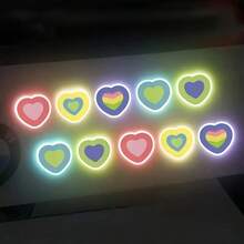 10pcs Random Color Diamond Horizontal Heart, Small Flowers, Butterfly Reflective Stickers, Night Anti-Collision Warning Decoration, Love Cartoon Stickers, Suitable For Bicycles, Electric Vehicles, Motorcycles, Cars, Helmets, Etc (Color Random)