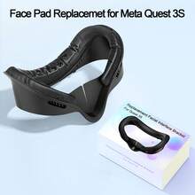 适用于 Quest 2 的 PU 泡沫垫面罩和面罩垫，防汗 VR 配件，兼容 Meta3S 和 Quest 3 - 黑色 - 查看 2