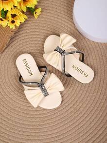 2025 Spring & Summer Children Casual Fashion Bowknot Rhinestone Versatile Sandals, Kids Outdoor Beach Slippers