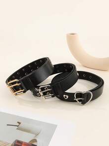 1 件铆钉腰带、双孔五角星腰带、心形铆钉复古腰带、双扣女士腰带、方形金字塔铆钉腰带、朋克摇滚千禧风格牛仔腰带，夏季、秋季、万圣节