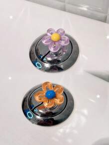 2 Pc Hollowed-Out Flowers Are Bright In Color, Beautiful In Shape And Lustrous In Luster. They Are Used By Nail Art Enthusiasts As Auxiliary Buttons For Flushing The Toilet Tank To Protect Long Nails. As Standing Decorations, They Can Be Placed On The Desktop And Car Interiors