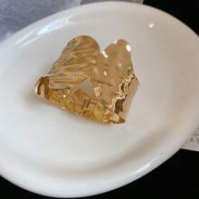 1 pieza Brazalete abierto de acero inoxidable bañado en platino 18K de diseño cóncavo-convexo, adecuado para fiesta, cita, uso en la oficina