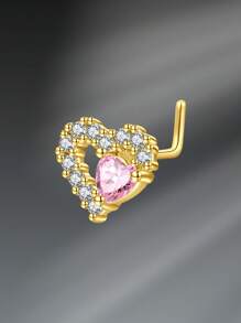 CIZME 1PC Nose Studs For Women Nose Rings Studs Nostril Nose Piercing Jewelry L Shaped Nose Studs Nose Rings Stainless Steel Y2K Silver Gold White Pink L Shape Nose Screw Nose Studs Heart Flower Crown Leaf Nose Stud