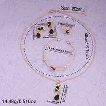5 Stücke Schmetterling Quasten Kunstkubikzirkonia Schmuckset für Frauen: 1 Kette + 1 Armband + 1 offener Ring + 1 Paar Ohrringe, geeignet für den täglichen Gebrauch, Urlaub, Geburtstag, Geschenk für die geliebte Frau