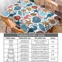 1 pieza Mantel con estampado de serie marina, moderno mantel rectangular/redondo de poliéster impermeable, estampado digital adecuado para sala de estar, comedor al aire libre, mesa redonda pequeña