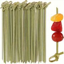 200pcs Bamboo Cocktail Skewers, Fruit Picks With Loop Ends, Suitable For Appetizers, Drinks, Snacks, Sandwiches Decoration - Great For Christmas, Wedding And BBQ Parties,School Supplies
